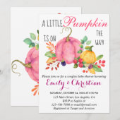 Invitation Baby Shower de Couple Automnal Petite Citrouille R (Devant / Derrière)