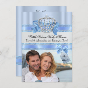 Invitation Baby shower de couple Boy Blue Little Prince Photo