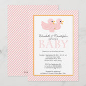 Invitation Baby shower de couple de canards roses modernes (Devant / Derrière)