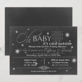 Invitation Baby shower de Couple de neige unisex (Devant / Derrière)