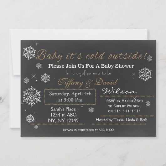 Invitation Baby shower de Couple de neige unisex (Devant)