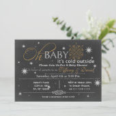 Invitation Baby shower de Couple de neige unisex (Debout devant)