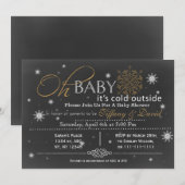 Invitation Baby shower de Couple de neige unisex (Devant / Derrière)