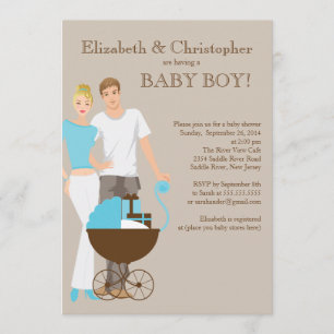 Invitation Baby shower de couple de papa de maman moderne