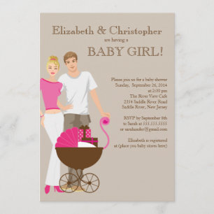 Invitation Baby shower de couple de papa de maman moderne
