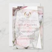 Invitation Baby shower de Couple de roses roses géométriques  (Devant)