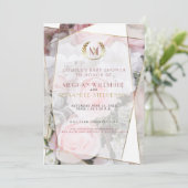 Invitation Baby shower de Couple de roses roses géométriques  (Debout devant)