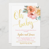 Invitation Baby shower de couples, Baby shower flo (Devant / Derrière)
