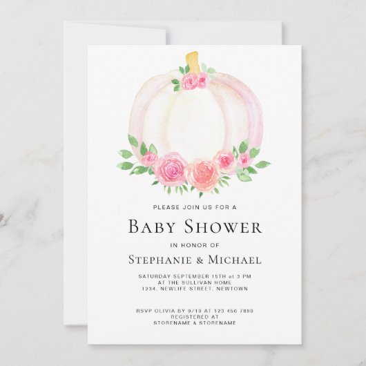 Invitation Baby shower de couples Citrouilles flor (Devant)