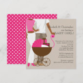 Invitation Baby shower de couples de chariot d'Afro-américain (Devant / Derrière)