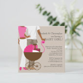 Invitation Baby shower de couples de chariot d'Afro-américain (Debout devant)