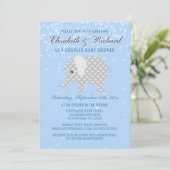 Invitation Baby shower de couples de coeurs d'éléphant de (Debout devant)