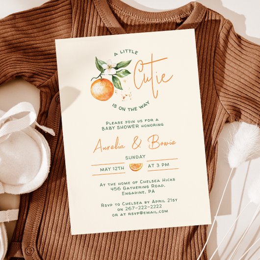 Invitation Baby shower de Couples de Petite Cutie Orange