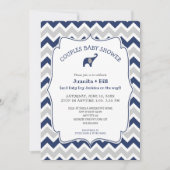 Invitation Baby shower de couples d'éléphants bleu marine (Devant)