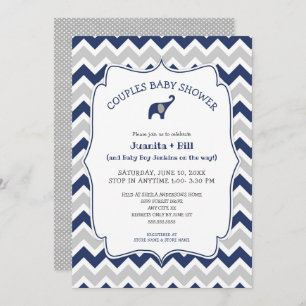 Invitation baby shower de couples d'éléphants bleus de la mar