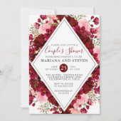 Invitation Baby shower de couples floraux modernes de Bourgog (Devant)