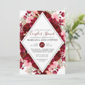 Invitation Baby shower de couples floraux modernes de Bourgog (Debout devant)