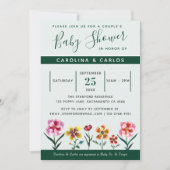 Invitation Baby shower de couples floraux neutres (Devant)