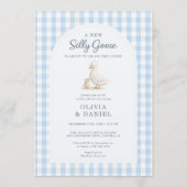 Invitation Baby Shower de couples Silly Goose Blue Gingham (Devant)
