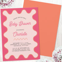 Baby shower de courbe rose ondulée rétro
