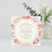 Invitation Baby shower de courge de gâteau de menthe rose dou (Debout devant)