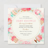 Invitation Baby shower de courge de gâteau de menthe rose dou (Devant)