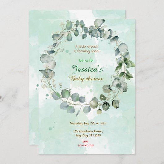 Invitation Baby shower de couronne (Devant / Derrière)