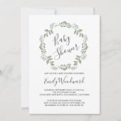 Invitation Baby shower de couronne botanique Sage Greenery (Devant)