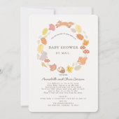 Invitation Baby shower de couronne d'animaux de bois par cour (Devant)
