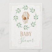 Invitation Baby shower de couronne d'aquarelle éléphante (Devant)