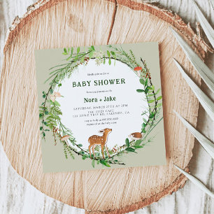 Invitation Baby shower de couronne de bois Whimsical