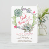 Invitation Baby shower de couronne de Cactus Succu (Debout devant)
