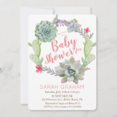 Invitation Baby shower de couronne de Cactus Succu (Devant)