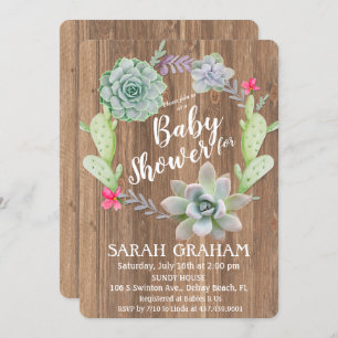 Invitation Baby shower de couronne de Cactus Succu