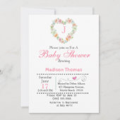 Invitation Baby shower de couronne de coeur de monogramme (Devant)