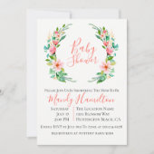 Invitation Baby shower de couronne de corail botanique (Devant)