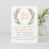 Invitation Baby shower de couronne de corail botanique (Debout devant)