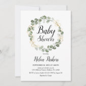 Invitation Baby shower de couronne de feuillage Eucalyptus (Devant)
