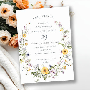 Invitation Baby shower de couronne de Fleur sauvag