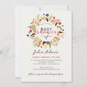 Invitation Baby shower de couronne de Fleur sauvage de bois e (Devant)