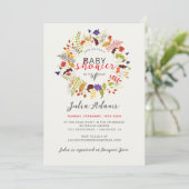 Invitation Baby shower de couronne de Fleur sauvage de bois e (Debout devant)