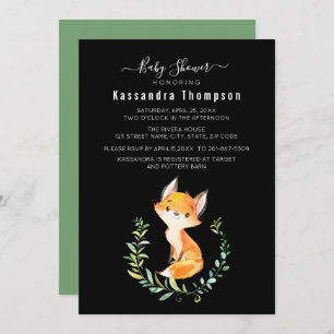 Invitation Baby shower de couronne de fleurs de renard bébé