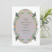 Invitation Baby shower de couronne de fleurs lunaires (Debout devant)