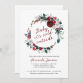 Invitation Baby shower de couronne de Noël (Devant / Derrière)