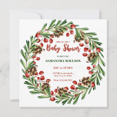Invitation Baby shower de couronne de Noël (Devant)