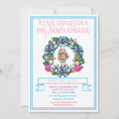 Invitation Baby shower de couronne de noisette rose (Devant)