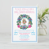 Invitation Baby shower de couronne de noisette rose (Debout devant)