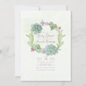 Invitation Baby shower de couronne de succulents Whimsical (Devant)