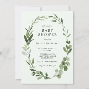 Invitation Baby shower de couronne d'eucalyptus