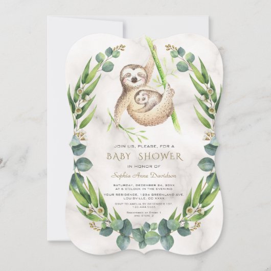Invitation Baby shower de couronne d'eucalyptus à fentes mign (Devant)
